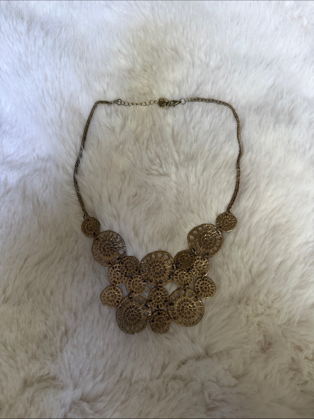 Gold Floral Medallion Statement Necklace - Women Jewelry